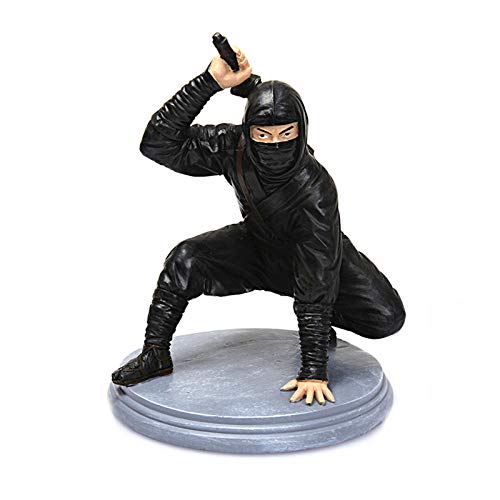 QIBAJIU Estatuas para Jardín Regalo Estatua Vintage Japonés Ninja Warrior Personajes Antiguos Escultura Modelo Decoración para El Hogar Assassin Man In Black Figurine
