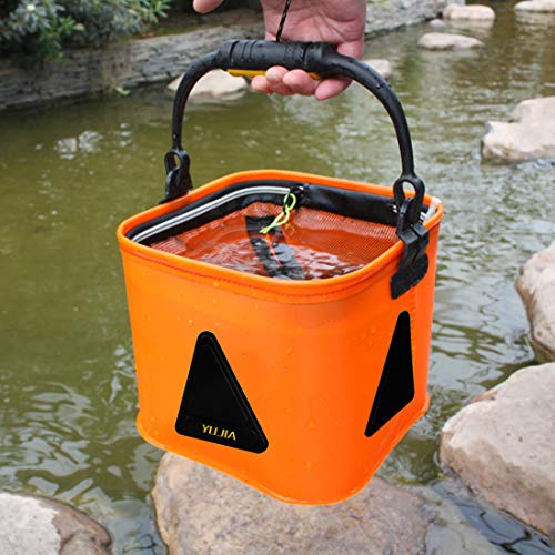 Qiuge Pesca Almacenamiento BucketMulti-función espesante Peces Vivos Cubo Plegable Impermeable con Cuerda, Tamaño: 18 * 18 cm, Color al Azar de Entrega QiuGe