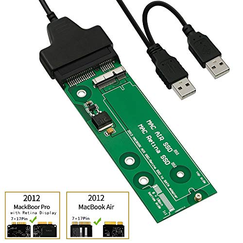 QNINE Tarjeta adaptadora de SSD a SATA o USB para (Solo 2012 años) MacBook Air y Pro Retina con Cable, Soporte 2012 años Modelo A1465 A1466 MD223 MD224 MD231 MD232 MD212 MD213