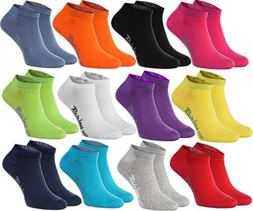Rainbow Socks - Hombre Mujer Calcetines Cortos Colores de Algodón - 12 Pares - Negro Blanco Gris Púrpura Azul Marino Azul de Vaqueros Naranja Rojo Amarillo Verde de Mar Merde Fucsia - Talla 44-46 Rainbow Socks - Hombre Mujer Calcetines Cortos Colores de Algodón - 12 Pares - Negro Blanco Gris Púrpura Azul Marino Azul de Vaqueros Naranja Rojo Amarillo Verde de Mar Merde Fucsia - Talla 44-46