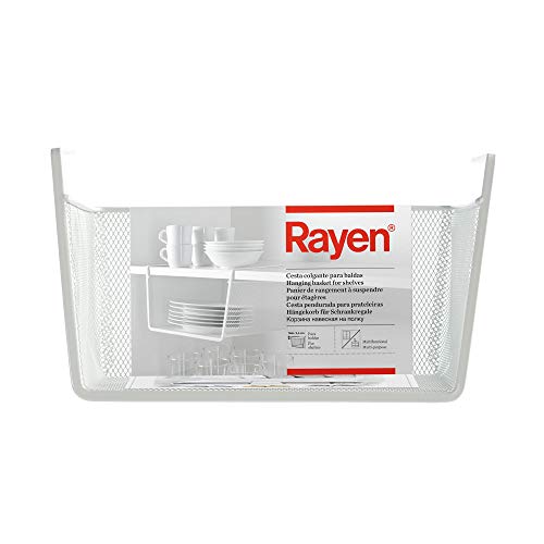 Rayen Blanco Cesta Colgante para Baldas | Multifuncional | Fácil Instalación | Dimensiones, Medidas: 30 x 15 x 25 cm