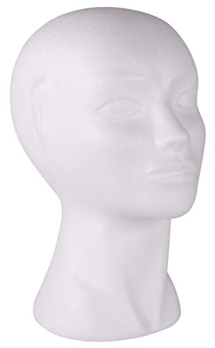 Rayher 3396700 Cabeza maniquí de Mujer, poliestireno, Alto 29 cm, para Pelucas, complementos y Costura