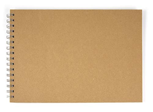 Rayher 8160900 Álbum Scrapbooking con Anillas, apaisado, tamaño DIN A4, 30 Hojas de 190g/m2, Tapas de Papel maché, 21x30cm