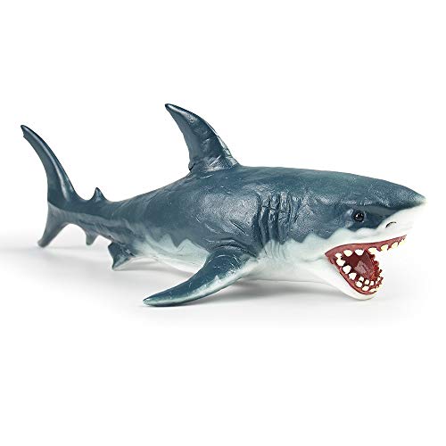 RECUR Juguete tiburón Blanco Colección de Figuras de tiburón de plástico pintadas a Mano de 10.2 Pulgadas Realistic Ocean Marin Life Shark Replica, Ideal para coleccionistas, a Partir de 3 años