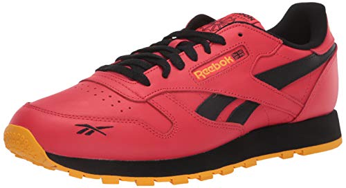 Reebok Classic Leather, Zapatillas Deportivas. Hombre, Rojo Brillante Negro Fierce Gold, 46 EU