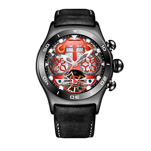 Reef Tiger para Hombre único Tourbillon Reloj con Año Mes Día y Fecha rga703 (RGA703-BRB) Reef Tiger para Hombre único Tourbillon Reloj con Año Mes Día y Fecha rga703 (RGA703-BRB)