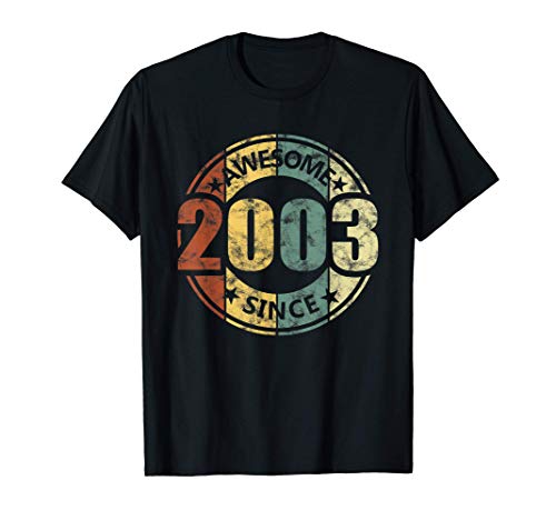 Regalo Divertido Cumpleaños 18 Awesome Since 2003 Camiseta