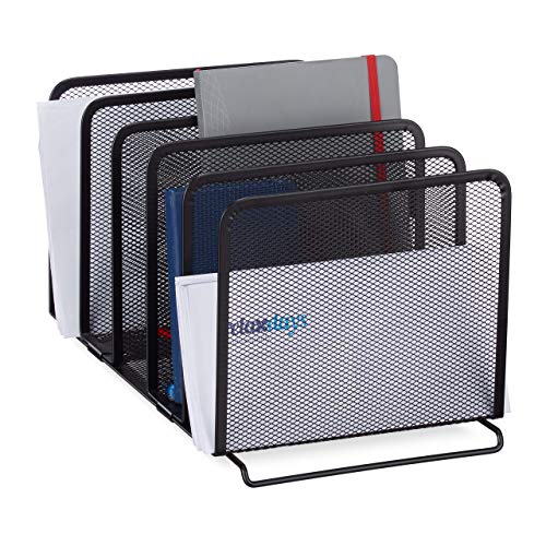 Relaxdays Organizador de Documentos, Revistero metálico, Cinco Compartimentos, Malla, 18,5x20,5x37,5cm, 1 Ud, Negro, 18.5 x 20.5 x 37.5 cm Relaxdays Organizador de Documentos, Revistero metálico, Cinco Compartimentos, Malla, 18,5x20,5x37,5cm, 1 Ud, Negro, 18.5 x 20.5 x 37.5 cm