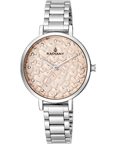 Reloj analógico para Mujer de Radiant. Colección Romance. Reloj Plateado con Brazalete y Esfera con Relieve en rosé. 3ATM. 34mm. Referencia RA431606. Reloj analógico para Mujer de Radiant. Colección Romance. Reloj Plateado con Brazalete y Esfera con Relieve en rosé. 3ATM. 34mm. Referencia RA431606.