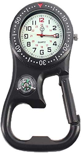 Reloj de escalada para instrumentos al aire libre con clip de cuarzo, resistente al agua, a prueba de golpes, reloj de bolsillo que brilla en la noche, brújula Reloj de escalada para instrumentos al aire libre con clip de cuarzo, resistente al agua, a prueba de golpes, reloj de bolsillo que brilla en la noche, brújula