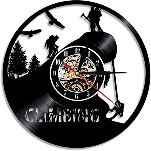 Reloj de Pared, Reloj de Pared con Disco de Vinilo de Escalada, póster de Pared Hecho a Mano para Escalada en Roca para Hombres y Mujeres Reloj de Pared, Reloj de Pared con Disco de Vinilo de Escalada, póster de Pared Hecho a Mano para Escalada en Roca para Hombres y Mujeres