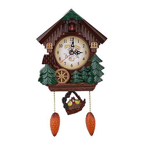 Reloj Selva Negra, con Péndulo Oscilante, con Movimiento de Cuarzo y Timbre de Cuco, Interior de Madera Vintage Estilo Retro