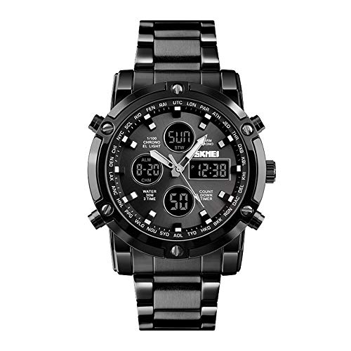 Relojes Hombre Analógico-Digital Cronómetro Relojes Calendario Alarma Relojes Deportivo LED Acero Inoxidable, Negro Relojes Hombre Analógico-Digital Cronómetro Relojes Calendario Alarma Relojes Deportivo LED Acero Inoxidable, Negro