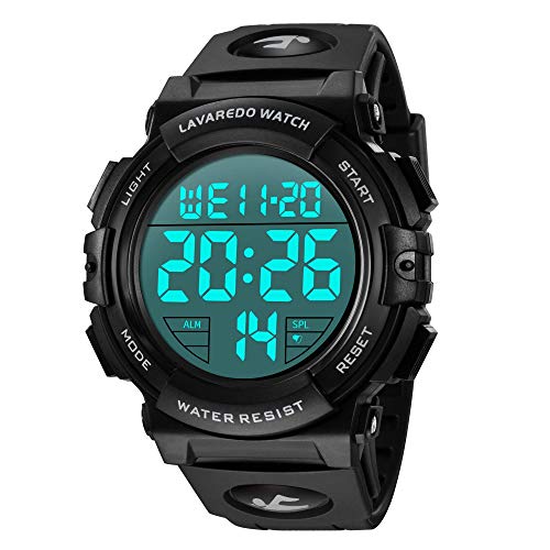 Relojes, Reloj Digital para Hombres, 51M Cronógrafo Impermeable para Exteriores Relojes Deportivos para Hombres con retroiluminación LED y Alarma Azul