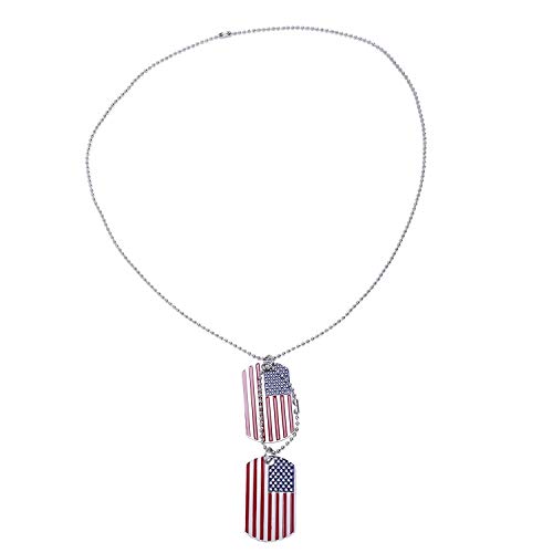 RETYLY 2 Pcs De Colgante De Aleación Colgante De Collar De Placa De Etiqueta De Patrón De Bandera Americana De Los Eeuu De 27 Pulgadas Collar De Cadena De Rayas Rojas RETYLY 2 Pcs De Colgante De Aleación Colgante De Collar De Placa De Etiqueta De Patrón De Bandera Americana De Los Eeuu De 27 Pulgadas Collar De Cadena De Rayas Rojas
