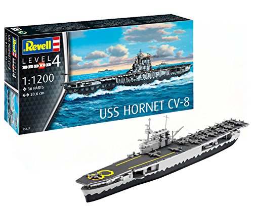 Revell Barco de Guerra USS Hornet CV-8, Kit Modelo, Escala 1: 1200 (5823) (05823), Multicolor, 20,6 cm de Largo