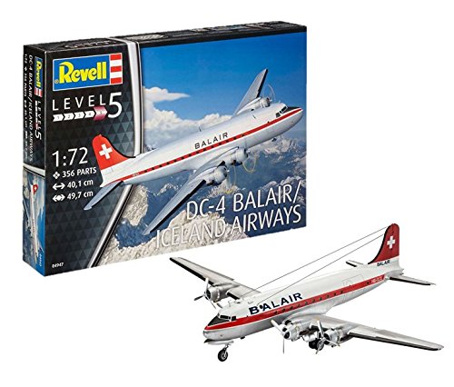 Revell-Douglas Maqueta DC-4 Balair/Iceland Airways, Kit Modello, Escala 1:72 (4947) (04947), 40,1 cm de Largo