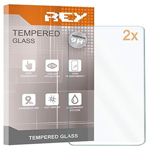 REY 2X Protector de Pantalla Universal 10", Cristal Vidrio Templado Premium, Táblet, Medidas 25,3 x 14,4cm