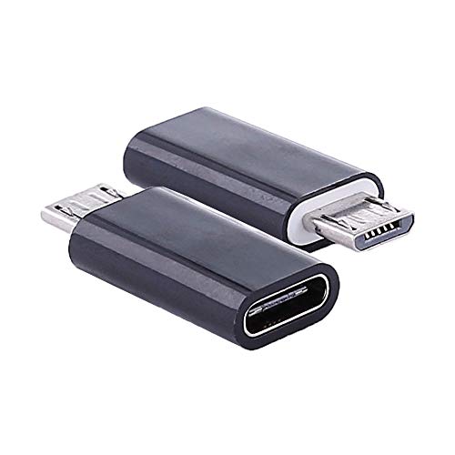 REY - Adaptador Conversor Carga Datos USB 3.1 Tipo C Hembra a Micro USB Macho Negro