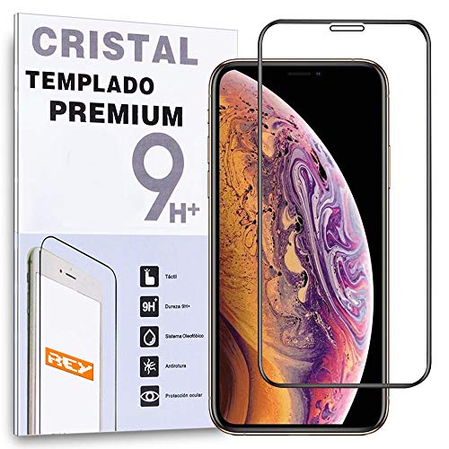 REY - Protector de Pantalla Curvo para iPhone XR - iPhone 11, Negro, Cristal Vidrio Templado Premium, 3D / 4D / 5D REY - Protector de Pantalla Curvo para iPhone XR - iPhone 11, Negro, Cristal Vidrio Templado Premium, 3D / 4D / 5D