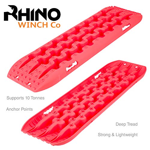Rhino Escalera para Rescate en Pista 4x4 10 Toneladas Todoterreno Agarre de Tracción Invierno Arena/Barro/Nieve 2 Unidades Rojo