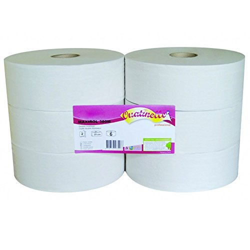 Rlx 6 MAXIROL de papel higiénico, color blanco, 350 m 2 lonas 1400 fts 9,2 x 25 x 16 cm, 2 g/m²-I367LMR