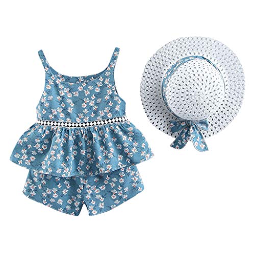 Ropa Bebe Niña Verano Fossen Recién Nacido 1 a 4 Años Fruta y Flor Tops sin Mangas con Volantes + Pantalones Cortos + Sombrero de Paja Ropa Bebe Niña Verano Fossen Recién Nacido 1 a 4 Años Fruta y Flor Tops sin Mangas con Volantes + Pantalones Cortos + Sombrero de Paja
