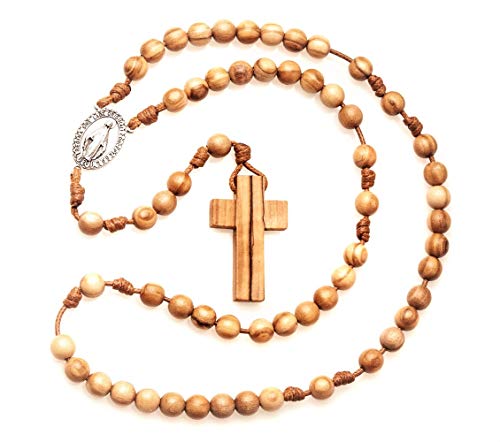 Rosario católico de madera de olivo hecho a mano en Francia con medalla milagrosa - Tempus Dei -