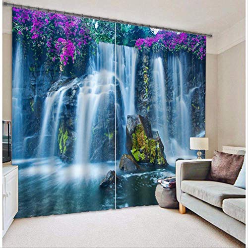 RR-CZY 2 Panels Curtains, 3D Waterfall Blackout Curtains, Drapes For Living Room Bed Room Hotel Office W111 x L85 （280 x 215cm）
