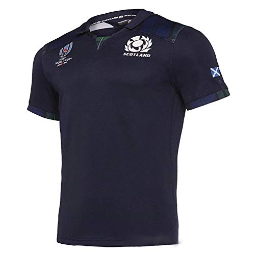 Rugby Jersey Escocia Local/visitante Fan T-Shirts Hombres Deportes Secado rápido de Manga Corta 2019 World Cup Fútbol Americano Jerseys,L/180-185CM