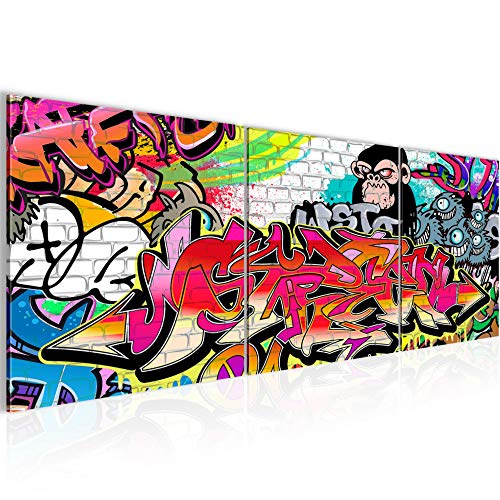 Runa Art - Pintura Graffiti 120 x 40 cm Cuadro in Lienzo no Tejido Vistoso Varias Partes Moderno Decoración de Pared 401733a