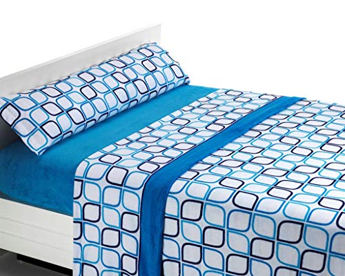 SABANALIA Juego de sábanas de coralina Spring - Azul, Cama 180 SABANALIA Juego de sábanas de coralina Spring - Azul, Cama 180