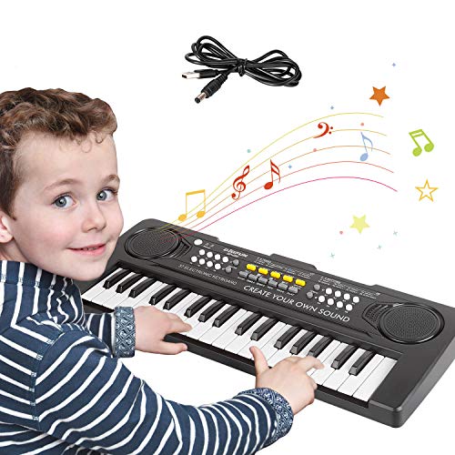 sanlinkee Teclado Piano 37 Teclas,Teclado Electrónico Portátil Multifunción Juguetes Musicales Educativos Regalos para 3- 8 Años Niñas Niños Principiantes (Negro)