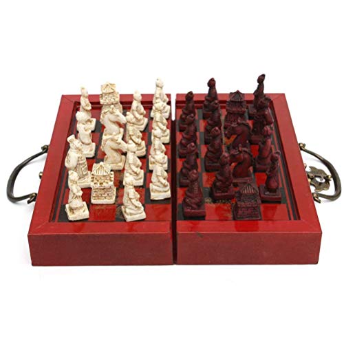 Sarari Figuras de ajedrez de madera en 3D, guerreros internacionales, juego de pliegues, tablero de ajedrez, rompecabezas para niños y adultos