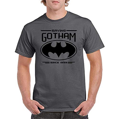 Saving Gotham Since 1939 - Camiseta Manga Corta (Gris Plomo, M)