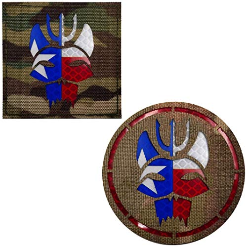 Seal Team Trident - Parche de tela bordado infrarrojo reflectante con cabeza de gato, juego de parches tácticos militares para chaqueta, vaqueros, chanclas, bolsos, mochilas, chaleco, uniformes