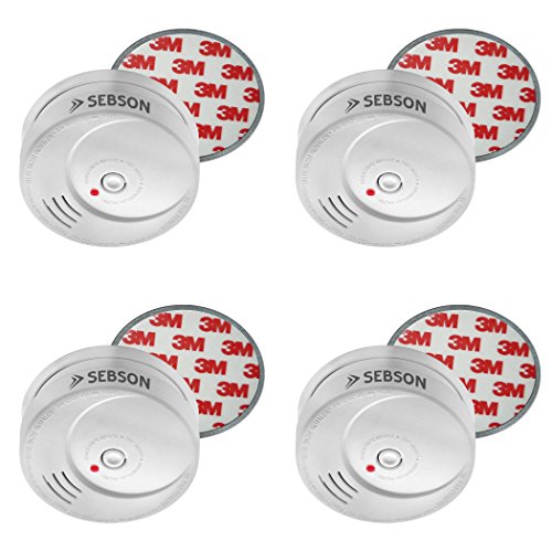 SEBSON 4x Detector de Humo NF incluye Soporte Magnético, Batería de Litio de Larga Duración 10 Años, DIN EN 14604, Detectores fotoeléctricos de Humo, GS506