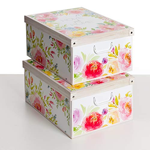 SET DE DOS Cajas de almacenamiento en cartón, tamaño grande, 2 unidades, modelo DULCE HOGAR SET DE DOS Cajas de almacenamiento en cartón, tamaño grande, 2 unidades, modelo DULCE HOGAR