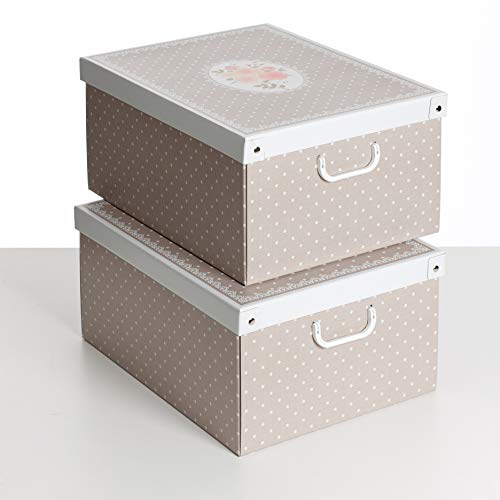 SET DE DOS Cajas de almacenamiento en cartón, tamaño grande, 2 unidades, modelo LUNARES SET DE DOS Cajas de almacenamiento en cartón, tamaño grande, 2 unidades, modelo LUNARES