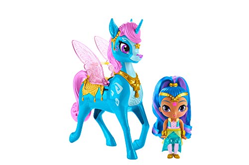 Shimmer & Shine- Shine y Zahracornio mágico Volador, muñeca con Unicornio de Juguete, Multicolor (Mattel GCM02)