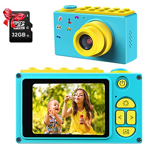 ShinePick Cámara Digital para Niños,Zoom Digital de 4X / 8MP / 2" TFT LCD de la Pantalla Cámara Fotos con Tarjeta de Memoria (Azul, 32GB Tarjeta incluida)
