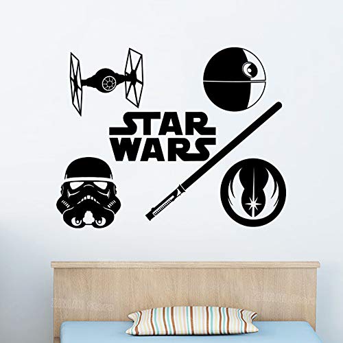 shiyueNB Logo Star Wars Wall Decal Jedi Order Tie Figh Stormtrooper Vinyl Sticker Decal Dormitorio Niños Famosos Carteles de películas clásicas 42X53cm