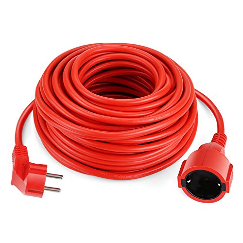 SIMBR Alargador Electrico 20m Cable Alargador de Corriente IP20 H05VV Cables de Extensión para Exteriores Prolongador de Color Rojo