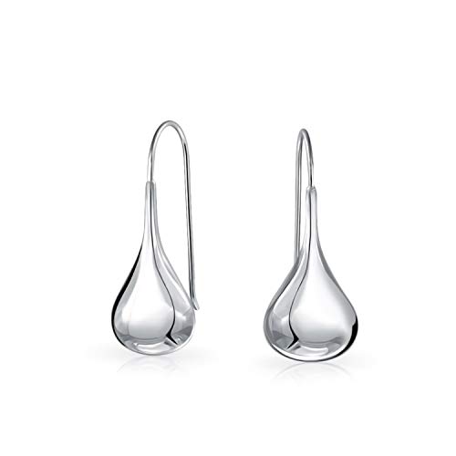 Simple simple llorones con pera en forma de pera gota gota pendientes para las mujeres fishhook Threader polaco plata de ley 1.2 pulgadas