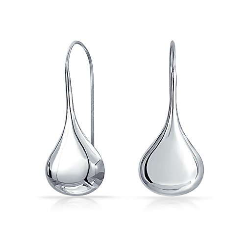 Simple simple llorones con pera en forma de pera gota gota pendientes para las mujeres fishhook Threader polaco plata de ley 1.4 pulgadas