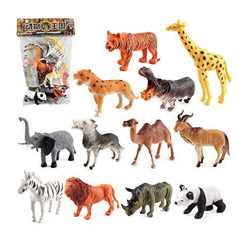Sipobuy 12 unids simulación de plástico de Animales Silvestres Figuras Modelo Educativo cognición Juguete, favores de Partido niños