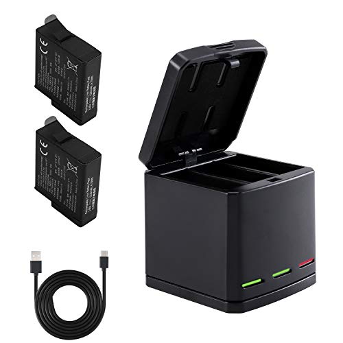 Sjpzwcrl Cargador con Paquete de 2 baterías de Repuesto para Hero 8 7 6 5 Black Hero 2018 Caja de Cargador portátil de 3 Canales para GoPro con Cable USB Tipo C Sjpzwcrl Cargador con Paquete de 2 baterías de Repuesto para Hero 8 7 6 5 Black Hero 2018 Caja de Cargador portátil de 3 Canales para GoPro con Cable USB Tipo C