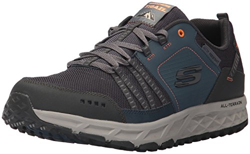 Skechers Escape Plan, Zapatillas de Entrenamiento Hombre, Azul Navy Orange, 42 EU