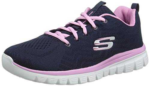 Skechers Graceful-Get Connected, Zapatillas Mujer, Multicolor (NVPK Black Mesh/Trim), 39 EU