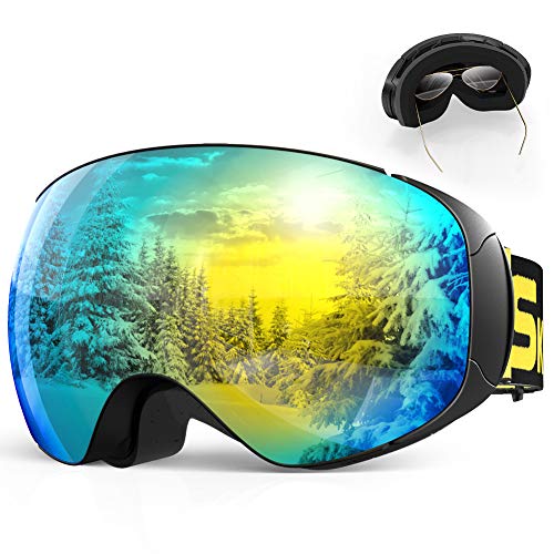 SKEY Gafas de esquí, Antivaho, Lentes Dobles protección UV, Gafas a Prueba de Viento para Deportes de Invierno, esquí, Patinaje, portadores de Gafas, Gafas Esquí Snowboard para Mujeres y Hombres